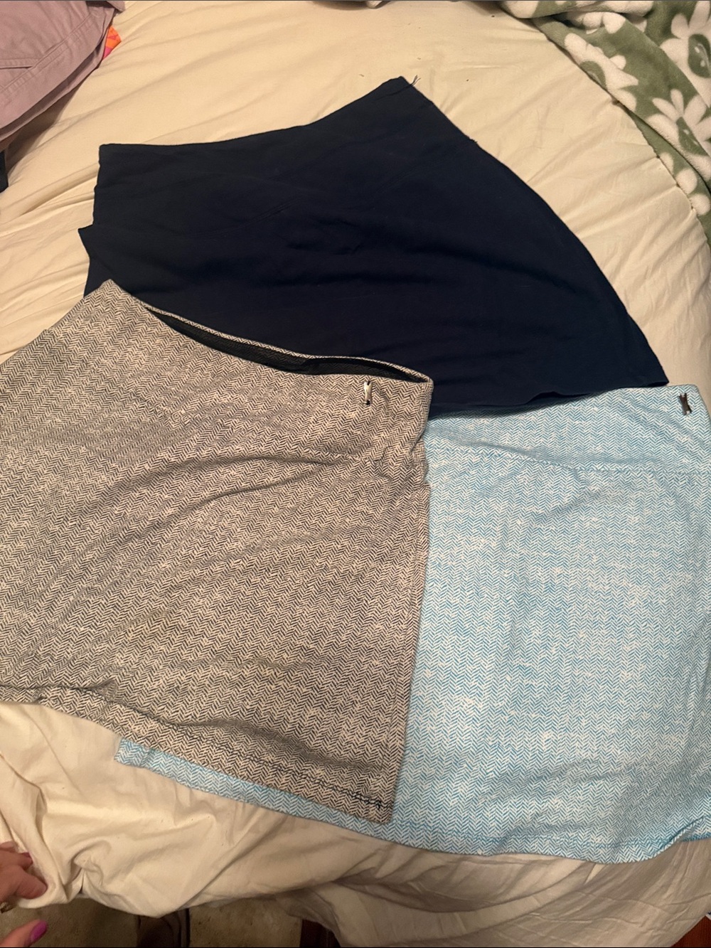 Women's Navy, Light Blue & Gray Skirt Set - Classic A-Line Styles